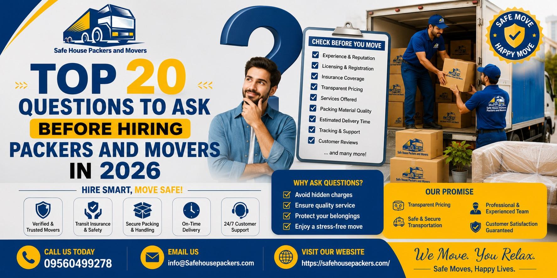 Top 20 Questions to Ask Before Hiring Packers and Movers in 2026
